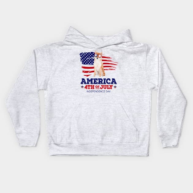 Shiba Inu Flag USA - America 4th Of July Independence Day Kids Hoodie by bunnierosoff21835